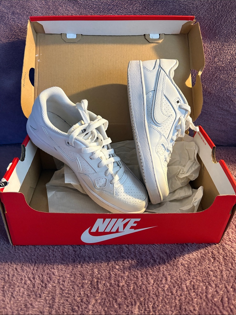 Nike Kids White Low-Top Leather Sneakers